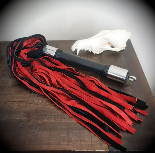 Leather Flogger - Red & Black darque-path