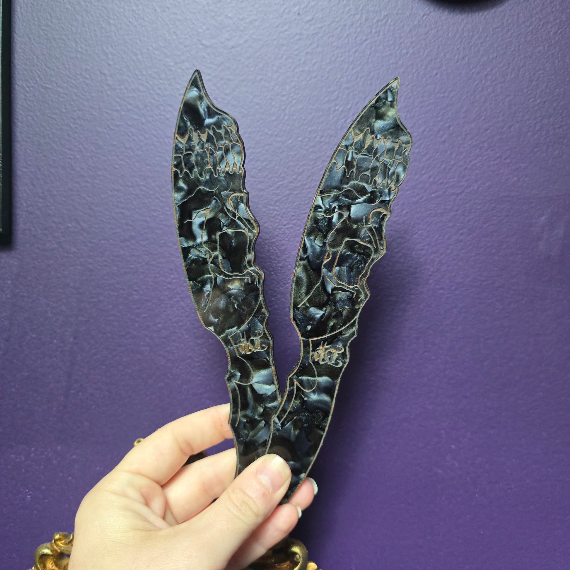Acrylic Knife - Black Marble "Skull" darque-path