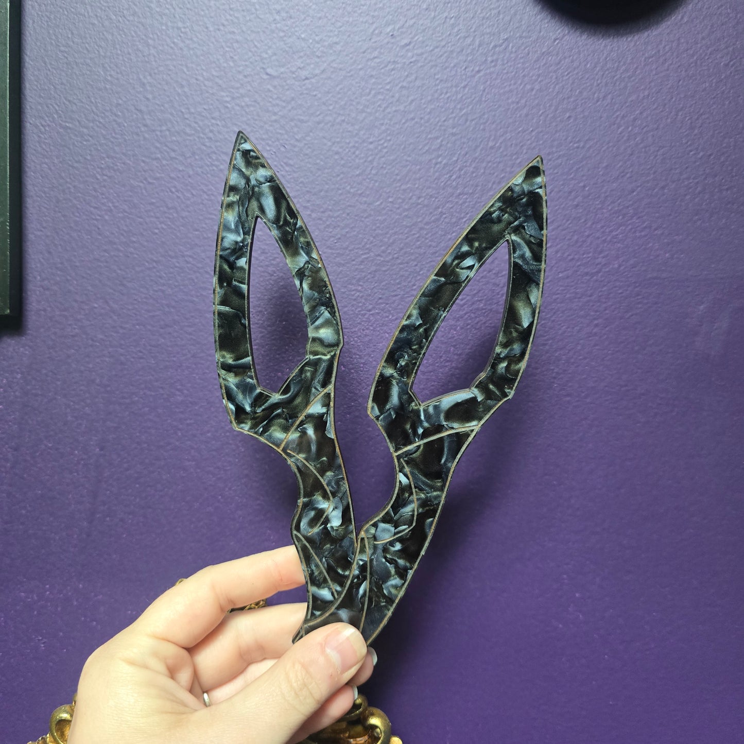 Acrylic Knife - Black Marble "Leaf" darque-path