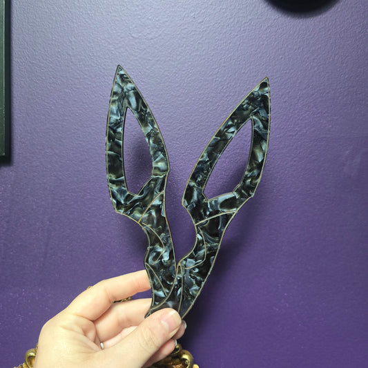 Acrylic Knife - Black Marble "Leaf" darque-path