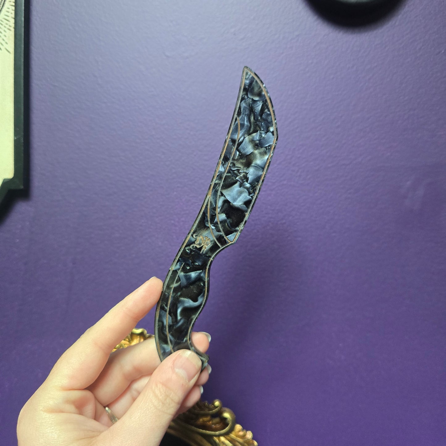 Acrylic Knife - Black Marble "Shortie" darque-path